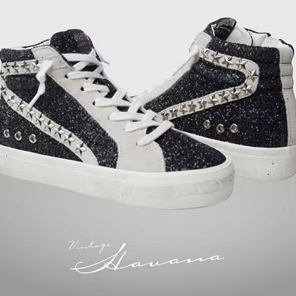 Vintage Havana VH Black Glitter High Top Dormy Black Glitter Size 8